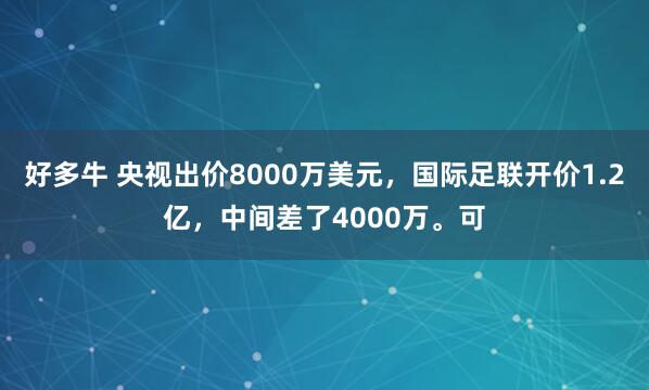好多牛 央视出价8000万美元，国际足联开价1.2亿，中间差了4000万。可
