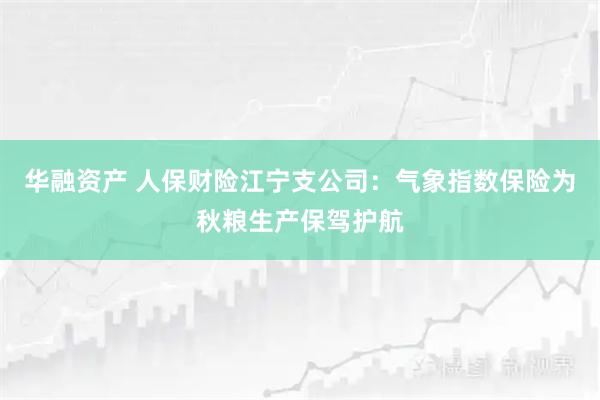 华融资产 人保财险江宁支公司:气象指数保险为秋粮生产保驾护航